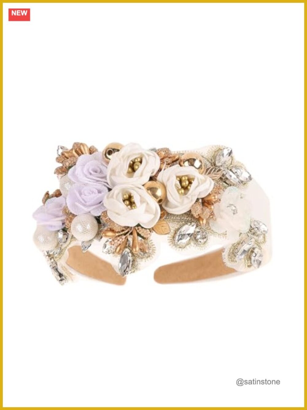 Rhinestone Floral Pearl Headband Bohemian Wedding Hair Accessory